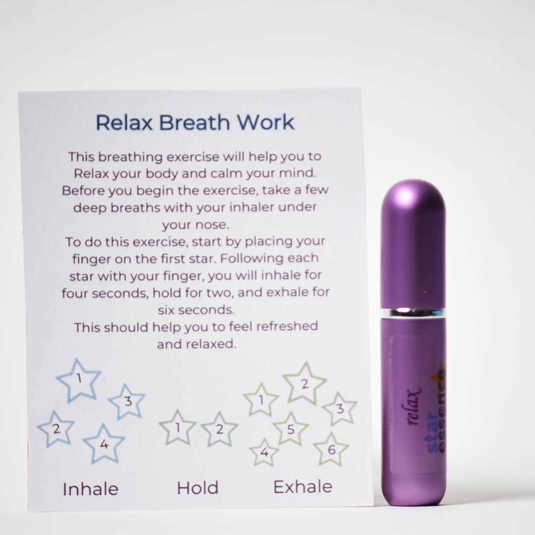 Relax Aromatherapy Nasal Inhaler with a Relax Breath Work Card