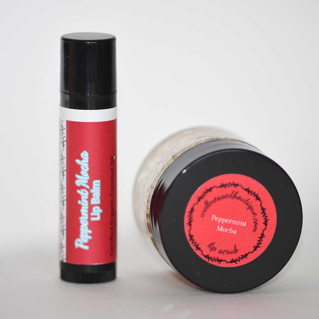 Peppermint Mocha Lip Balm and Lip Scrub Set
